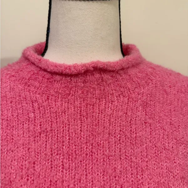 J. Crew | Vibrant Pink Turtleneck wool blend sweater size medium - Image 6