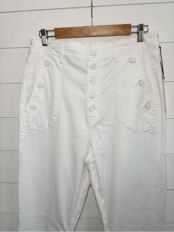 7 For All Mankind White High-Rise Button-Fly Jeans - Image 3
