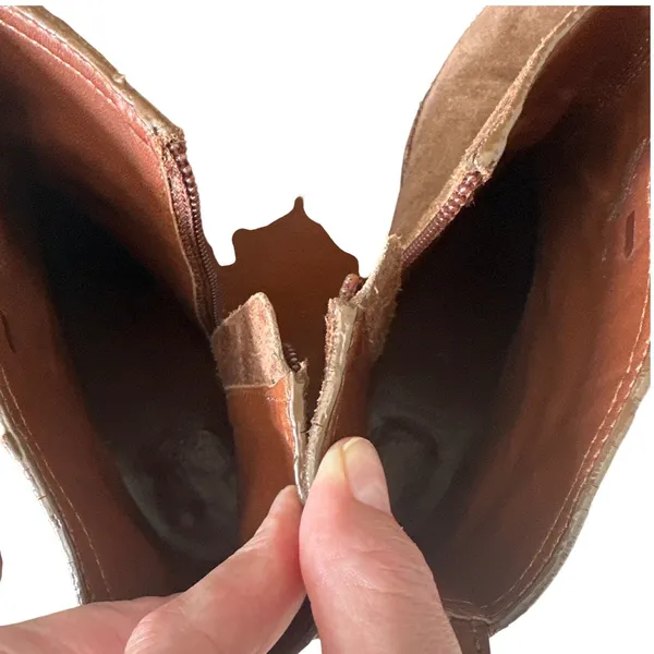 Tory Burch Alaina Suede Pebbled Leather Logo Ankle Booties Cognac Tan 9 - Image 4