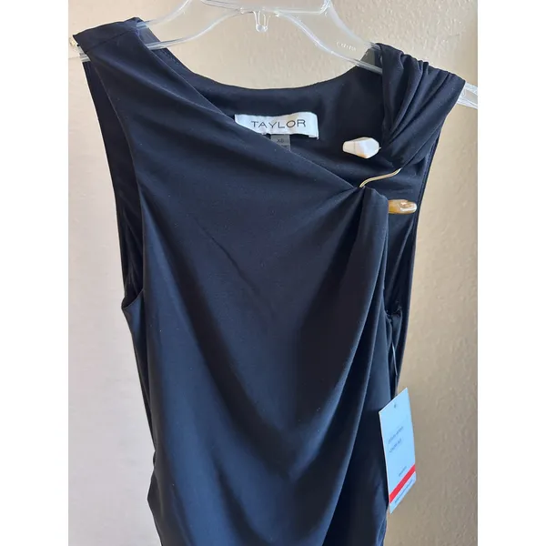 Taylor Black Asymmetrical Draped Maxi Dress XS NWT - Image 3