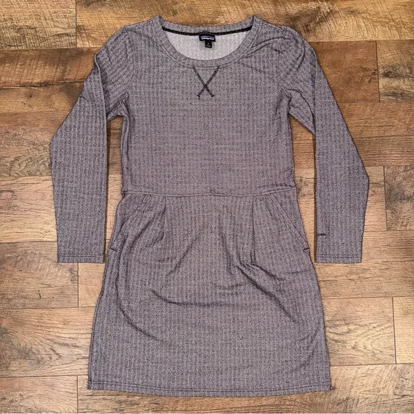 Patagonia Women’s Long Sleeve Dress | Gray Herringbone | Size Medium - Image 2