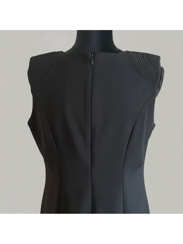 Banana Republic Black Structured Peplum Sleeveless Top US0 Padded Shoulders - Image 3