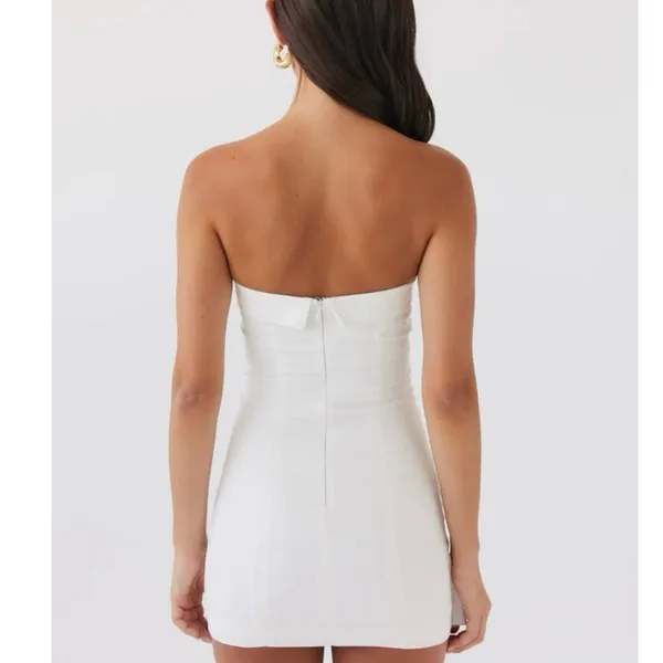 NEW Peppermayo US 6 Lavinia Linen Tube Mini Dress White - Image 2