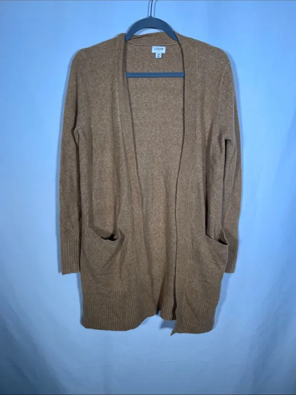 J. Crew Womens Open Front Cardigan Sweater Extra Soft Yarn Tan Xs Ad036 - Image 2