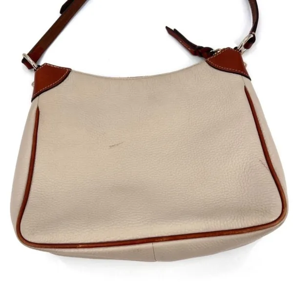 Dooney & Bourke Pebble Grain Leather Shoulder Bag Cream Tan Hobo Purse - Image 16