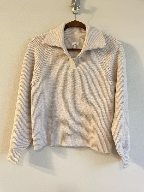Aerie Heather Fawn Classic Quarter Button Sweater New Size XXS - Image 4