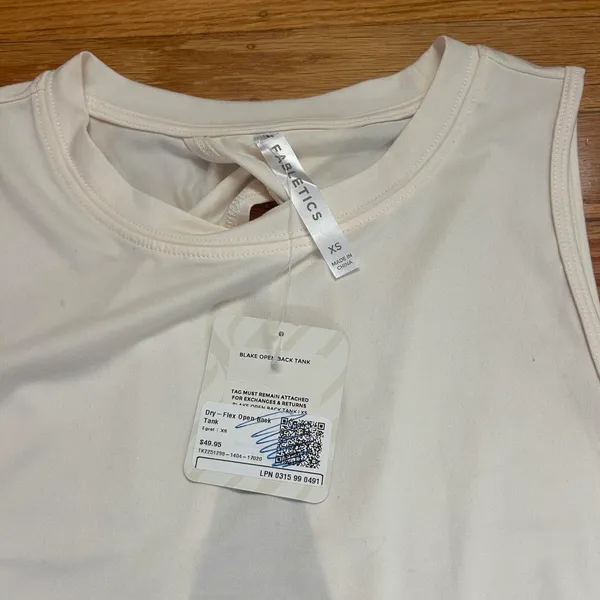 Fabletics Cream Open Back Tank Top - Image 3