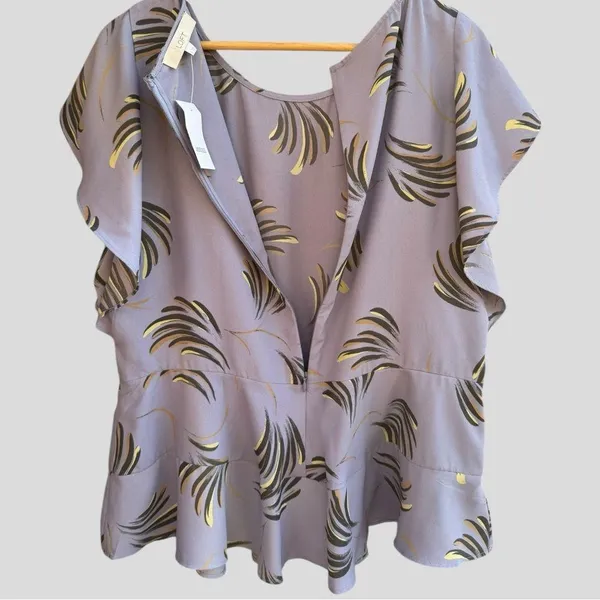 LOFT Lavender Flutter Sleeve Blouse - Image 5