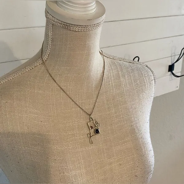 Fashion Square window Charm Necklace Silver - Image 4