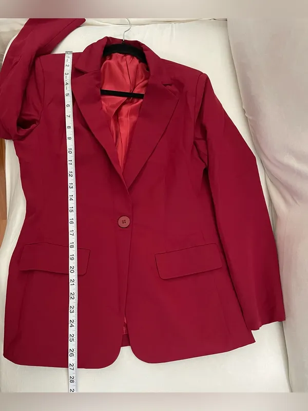 Women's Tailored Red Burgandy Blazer Jacket Size M Size M - Image 4