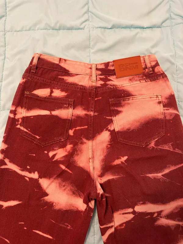 Princess Polly Burgundy Tie-Dye Jeans - Image 7