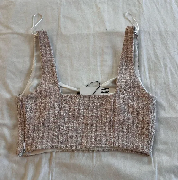 ZARA Tweed Top Corset Crop - Image 2