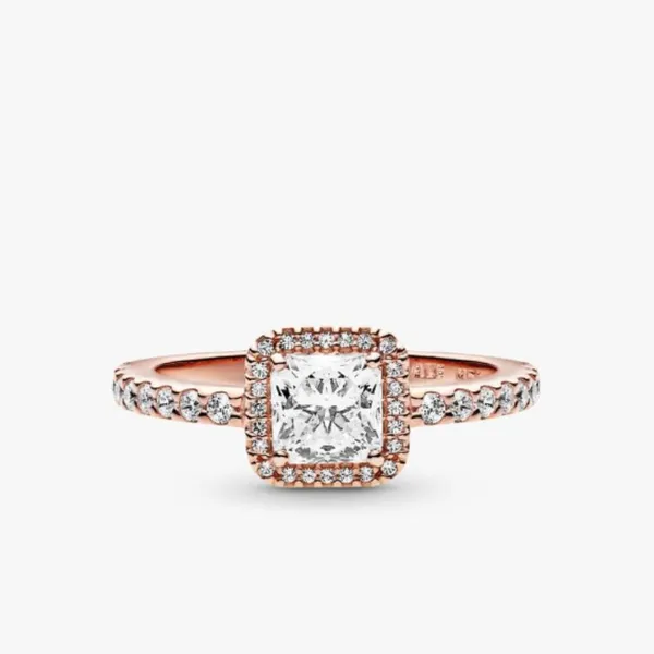 Pandora Square Sparkle Halo Ring 14k rose gold plating - Image 3