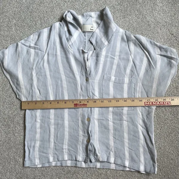 Wilfred Free Button Up Crop Blouse Top Light Blue White Stripes Size Small - Image 9