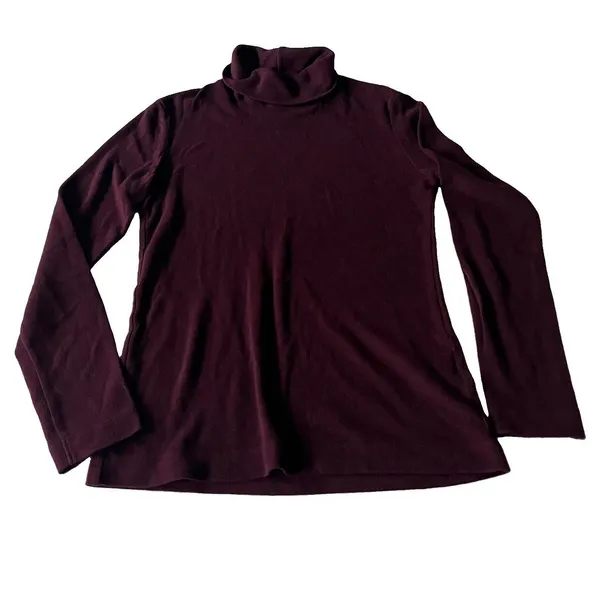Uniqlo Heattech Fleece Turtleneck Medium Burgundy - Image 2