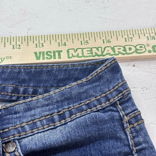 Nine West Jeans Womens 10/30 Bling Embroidered Rhinestone Capri Pants Blue Denim - Image 7