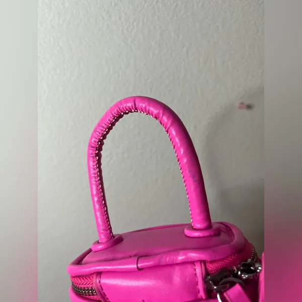 Miniature Micro Neon HotPink Adjustable Crossbody Zipper Whimsy Rave Vinyl Retro - Image 12