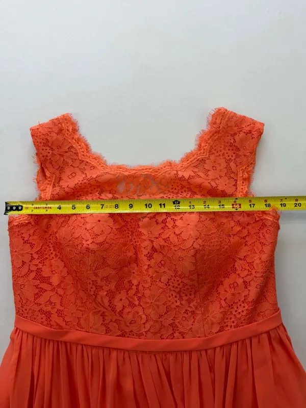 Azazie Tangerine Orange Lace Bodice Chiffon Skirt High-Low Bridesmaid Dress - Image 6