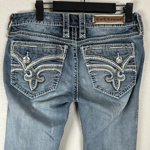 Rock Revival Admeta Boot Jeans Womens 28 Medium Wash‎ Low Rise Contrast Stitch - Image 5