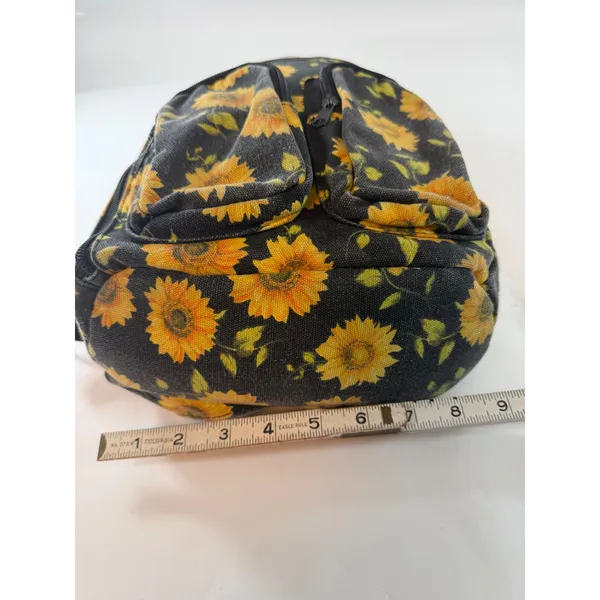 Sunflower Canvas Sling Backpack Black Yellow Floral Crossbody Shoulder Bag - Image 4