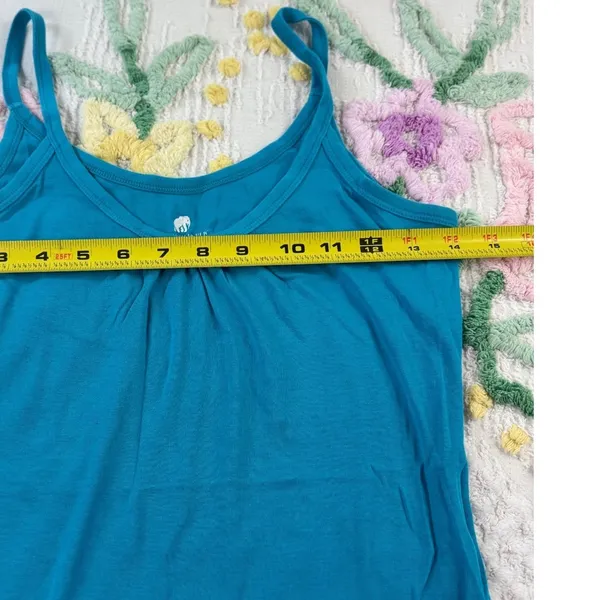 Banana Republic Teal Blue Gathered Neck Cami Tank Top‎ Women's Size L - Image 4