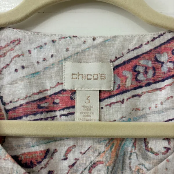 Chico's‎ Linen Zip Up Jacket Shacket Sz 3 (XL) Boho Chic Coastal Paisley Career - Image 8