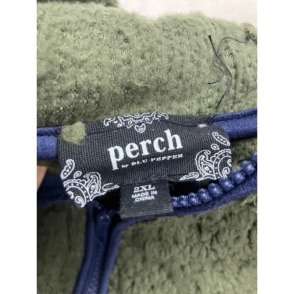 Perch by Blu Pepper Womens 2XL Green Sherpa Fleece Zip Up Hoodie Jacket‎ - Image 7