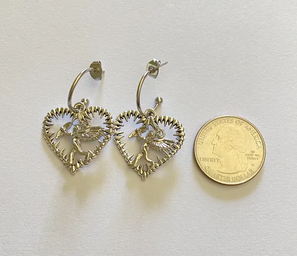 dangle hoop earrings heart angel ⭐️ Original ✨ - Image 4