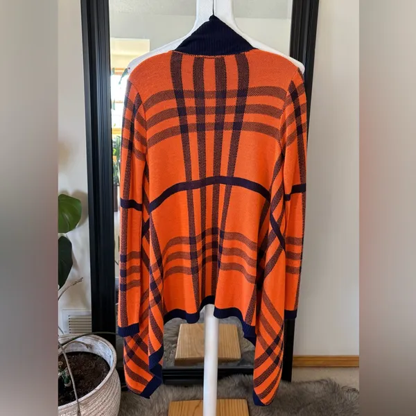 Absolutely Blue & Orange Open Cardigan Sweater - Image 2