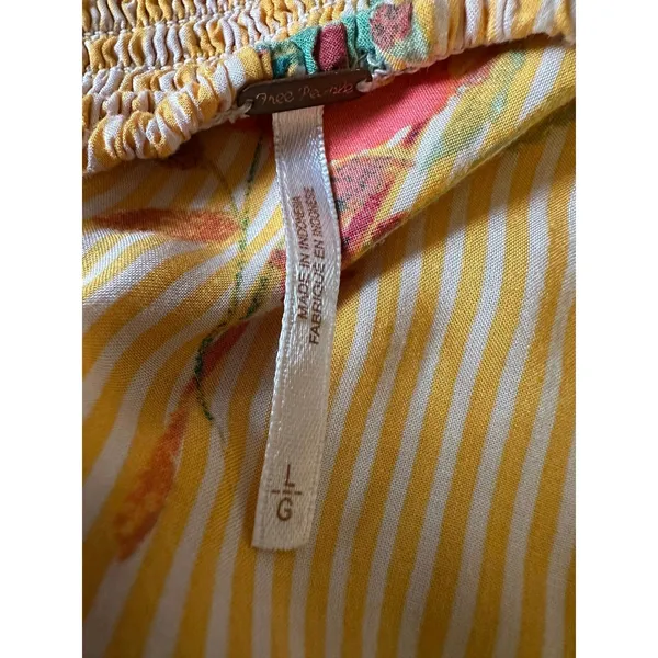 Free People Bohemian Rosie Posie Strapless Midi Dress Yellow Floral Size Large - Image 8