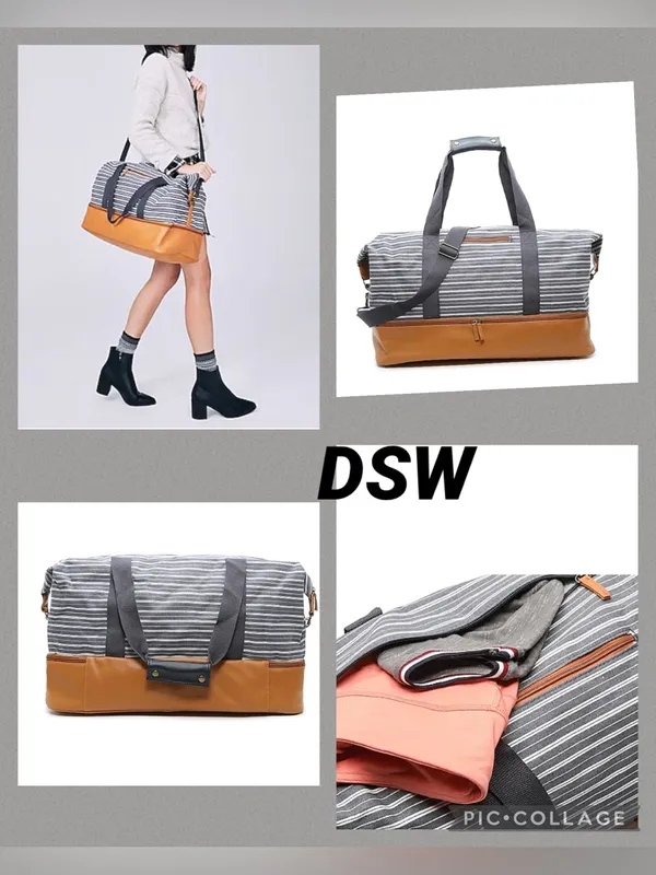 Blue and white Stripe weekender bag by DSW - Image 2