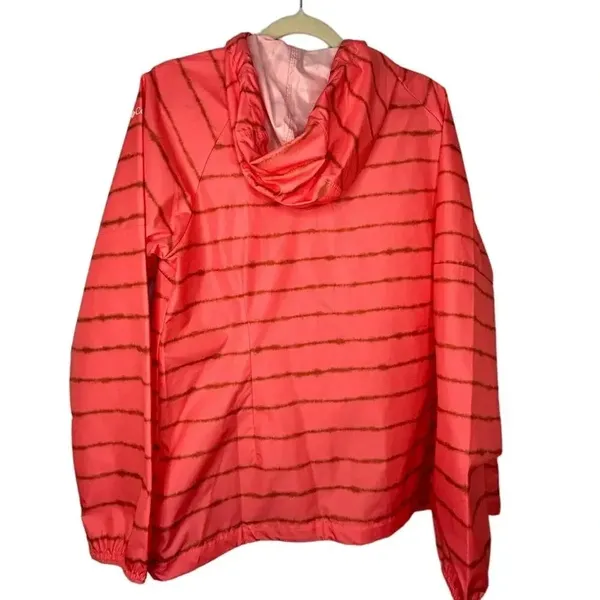 Columbia Full Zip Hooded Windbreaker Women's Size Large Striped Jacket Pink - Image 2