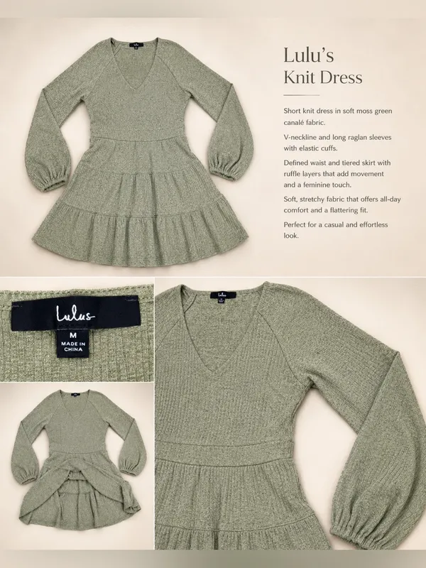 Lulus Soft Moss Green Cozy Tiered Dress | Romantic Boho Style - Image 3