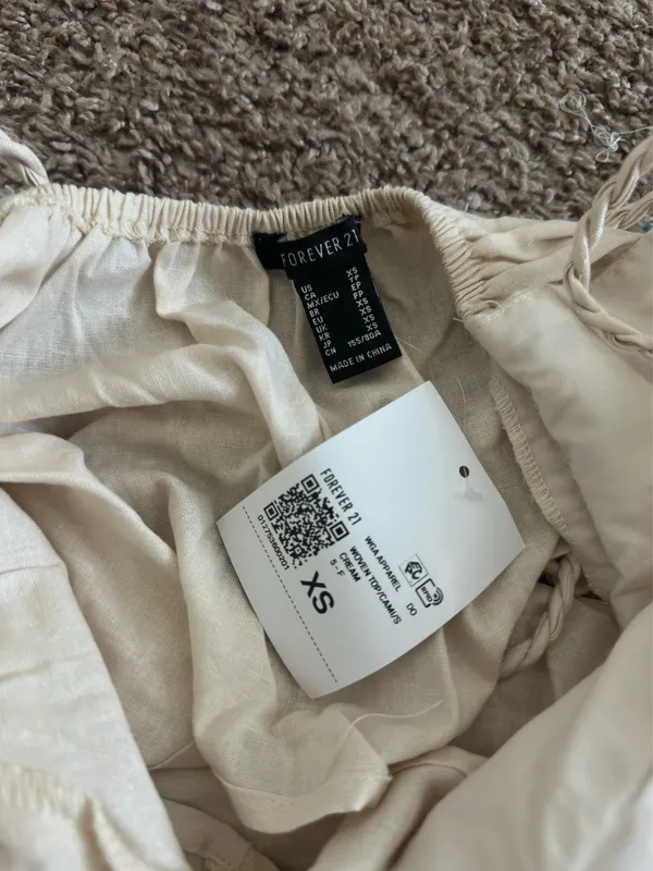 Forever 21 linen beige top braided straps - Image 3