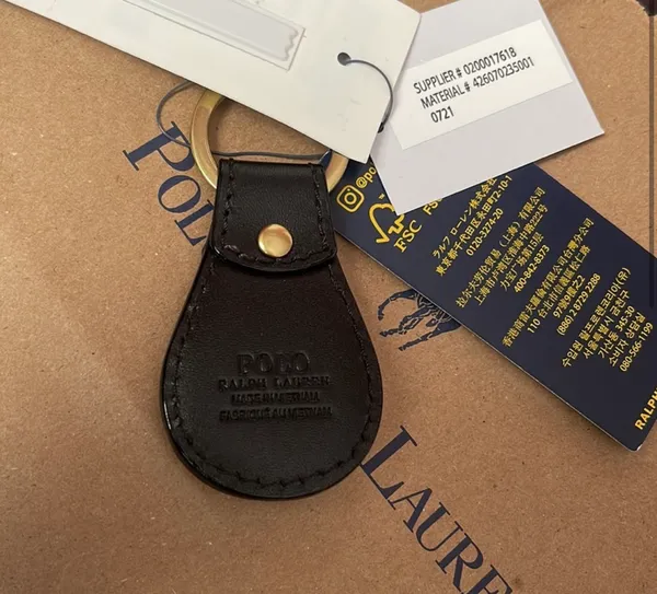 Polo Ralph Lauren Men's Women's Keychain Key Fob Leather Black NWT. - Image 2