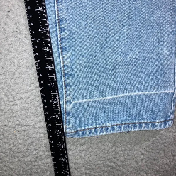 High Waist Straight Leg Jeans Women 25x28.5 Blue Retro Y2K Indie Released Hem - Image 7