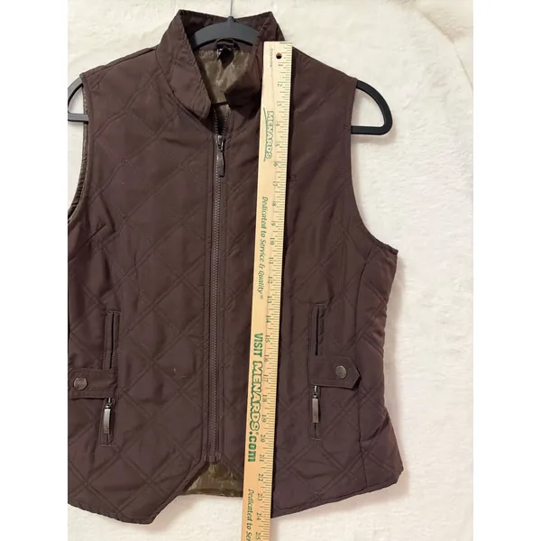 Horze Equestrian Quilted Vest Womens 10/12 Brown Diamond Padded Horse Riding Zip - Image 3