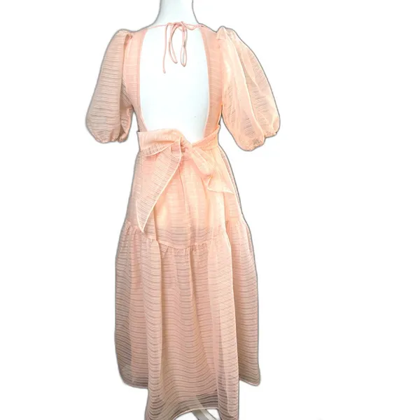 Free People Hailey Dress Size 4 Beautiful Baby Pink Wrap front Midi Dress - Image 7