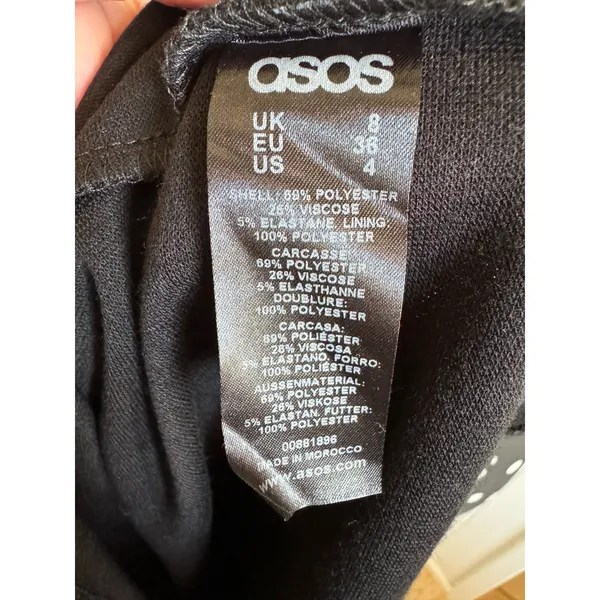 asos Womens Dress Sz 4 Black Skater Deep V Back‎ Knit Solid Short Mini - Image 10