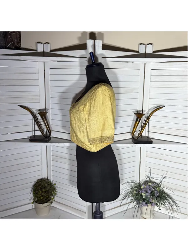 Vintage 60s peasant top mustard yellow medieval maid cosplay Ren Fair costume S - Image 4