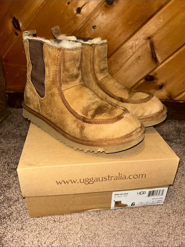UGG mini bloke mid rise boots in chestnut tan - Image 4