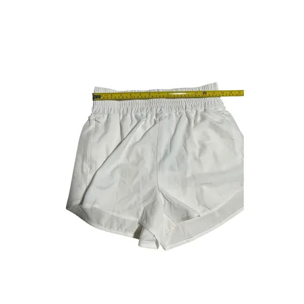 Pinspark Womens White High Waisted Running Shorts Smocked Waist Zipper Pockets M - Image 6