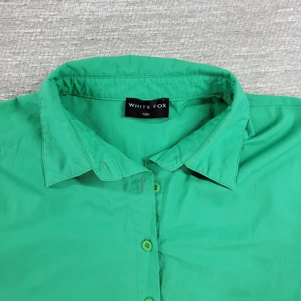 White Fox Short 2 Piece Set Womens S/M Green Button Up Oversized Top Pull On - Image 16