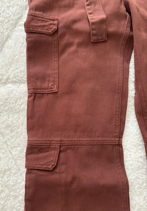 Belted Denim Cargo Jeans Brown - Image 7
