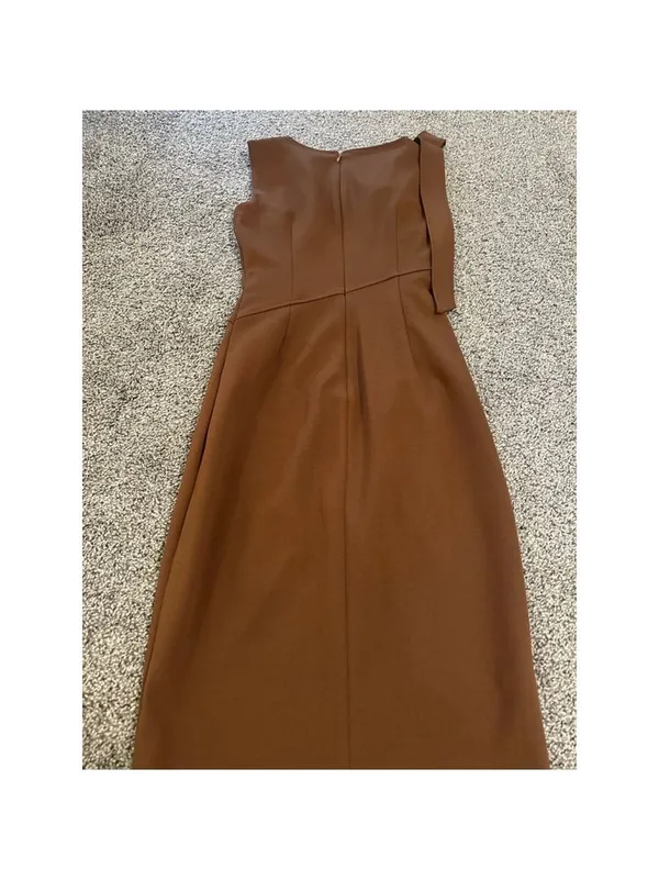 Calvin Klein Brown Bow Shoulder Midi Dress Size 2 - Image 10