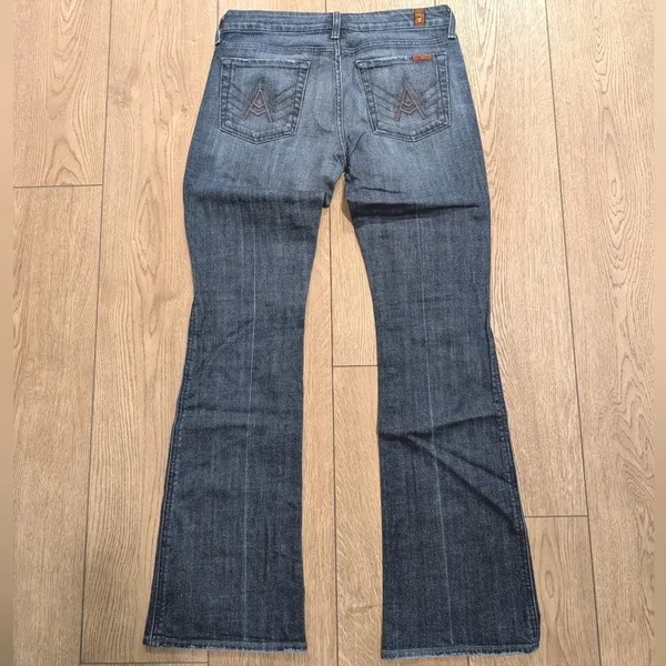 7 For All Mankind Womens 28 Tall Long‎ A Pocket Jeans Dark Wash Denim Boot Flare - Image 5
