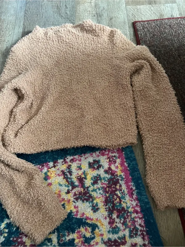 Aerie Cozy Fuzzy Cropped Sweater - Taupe - Image 2