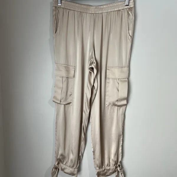 Amanda Uprichard Satin Matching Set Large 100% Silk Frankie Bomber Jacket Pants - Image 6