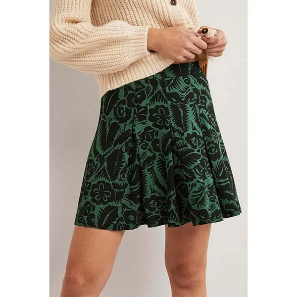 Boden Jersey‎ Mini Skirt Green Floral Print 8 Cottagecore Boho Dark Academia New - Image 2