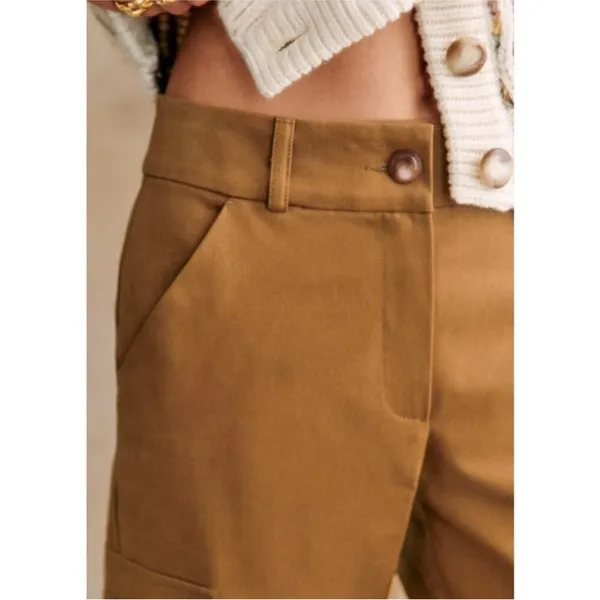 Sezane Benicio Chino Cargo Trousers in Caramel - Image 3